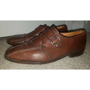 Allen Edmund Men's Brown Leather Monk Strap Shoes 11.5 wide